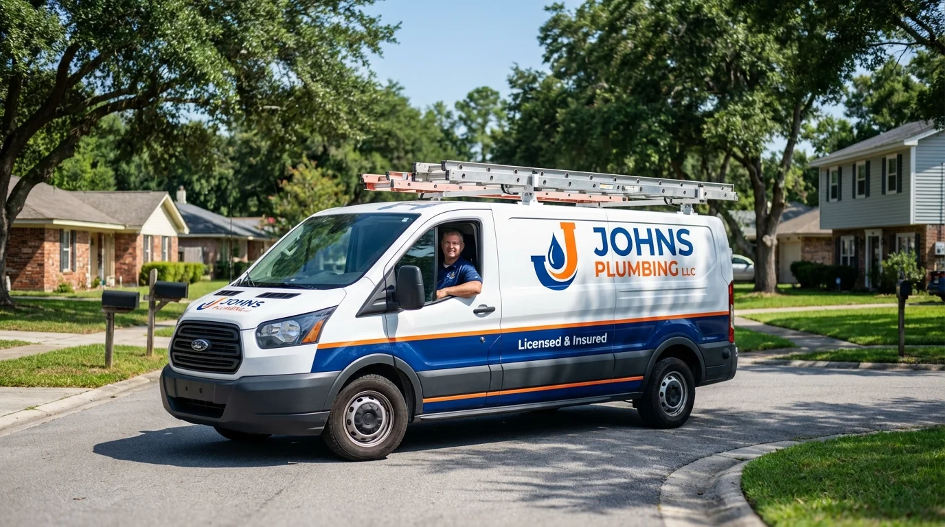 Johns Plumbing LLC service van in Michigan Center, MI