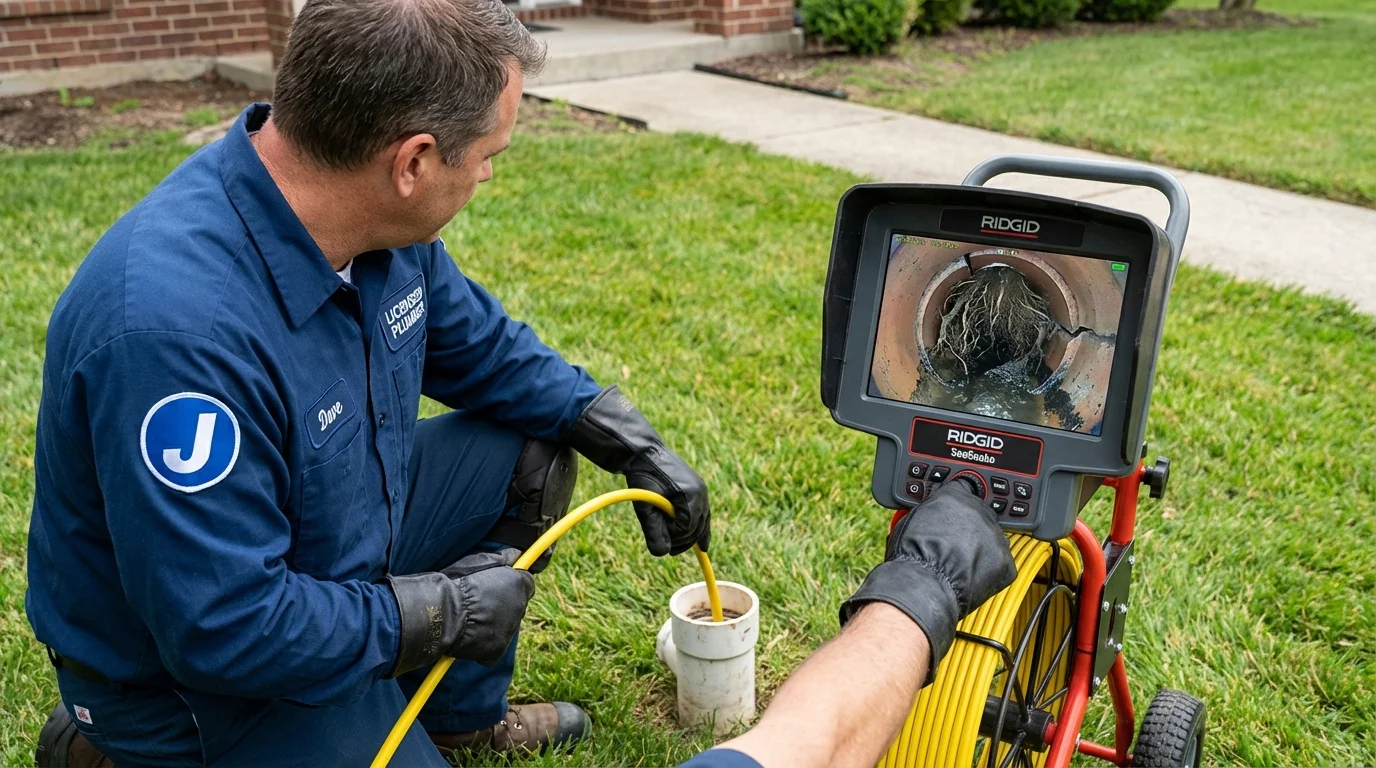 Sewer camera inspection being performed by Johns Plumbing LLC in Michigan Center