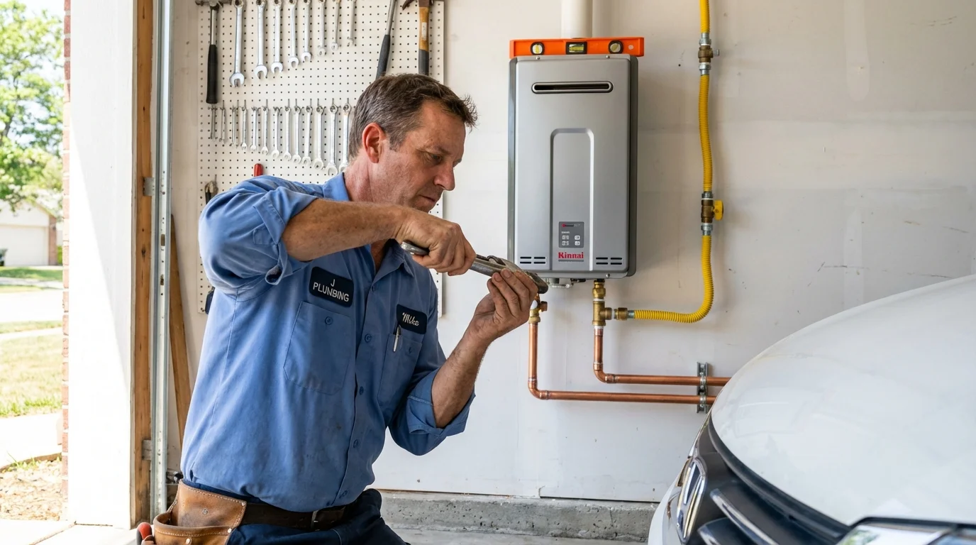 Tankless water heater installation by a Johns Plumbing LLC plumber in Michigan Center
